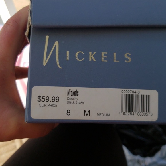 Nickles size 8 "dorothy black snake" heels - Picture 5 of 5